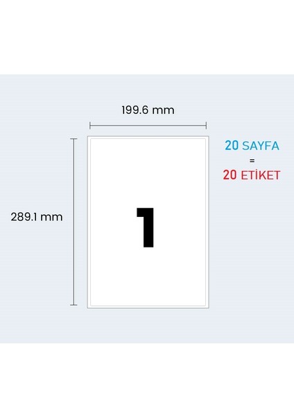 ETKİN ETİKET 20 SAYFA ETK-1C HAZIR A4 ETİKET - HAZIR ETİKET - 199,6*289,1mm - 20 SAYFA = 20 ETİKET