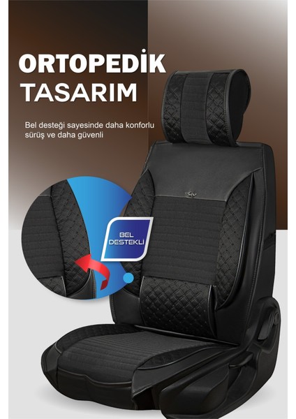 renault Modus Uyumlu Lüks Deri Oto Koltuk Kılıfı Ön/arka Set Elit Siyah modelleri