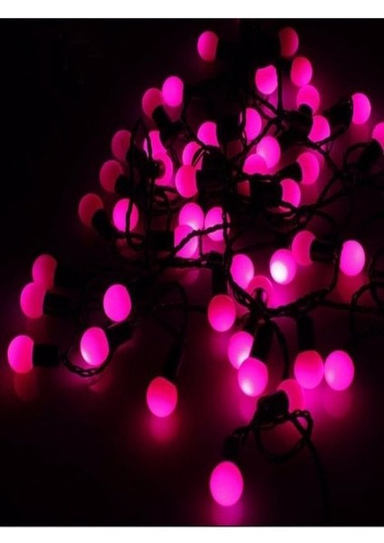 Dekor LED Yılbaşı LED Işıkları 5mt Pembe Renk Fişli Dekorasyon Noel Işık Top LED Pembe LED