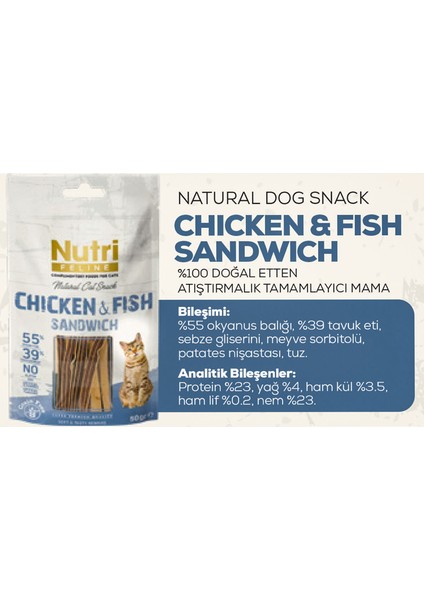 Tahılsız 50GR Kedi Ödülü Tavuk ve Balık Etli Sandvic 4ADET indirimleri