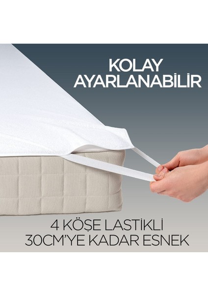 Mikrofiber Su Sıvı Geçirmez Alez | Yatak Koruyucu | 4 Mevsimlik | 4 Köşe Lastik | 160x200