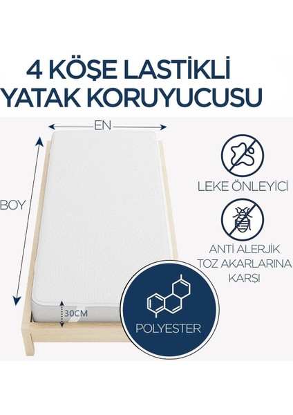 Mikrofiber Su Sıvı Geçirmez Alez | Yatak Koruyucu | 4 Mevsimlik | 4 Köşe Lastik | 160x200