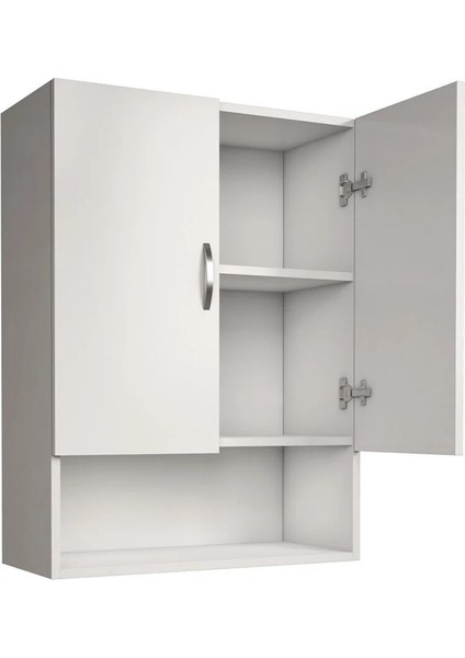 2 Kapaklı Çok Amaçlı Tek Raflı Banyo ve Mutfak Dolabı 60x30x70 cm