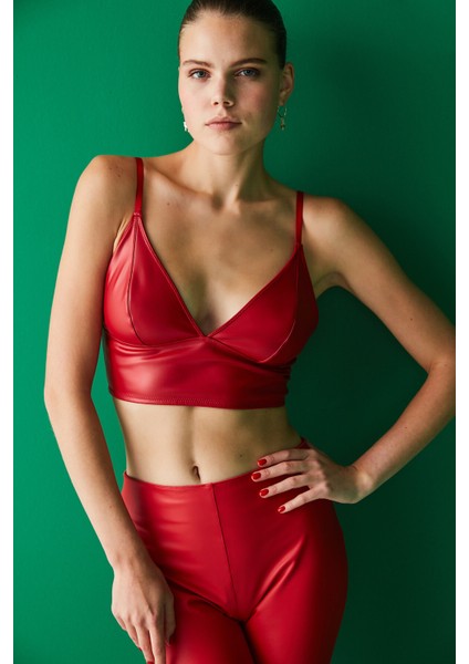 Kırmızı Leather Triangle Croplet fiyatları