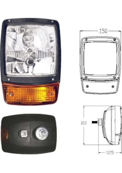 Iş Makinası Ön Far 24V Kablolu