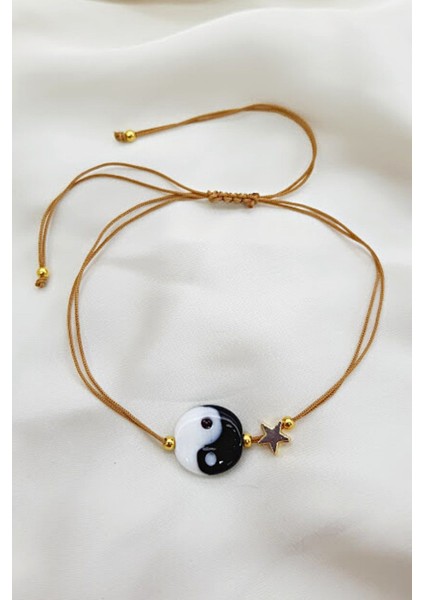 Yingyang El Yapımı Cam Murano Halhal Bileklik