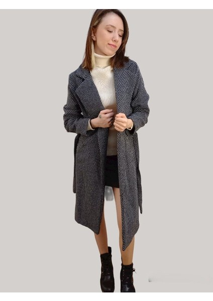 Zebra Desenli Bağlamalı Kaban