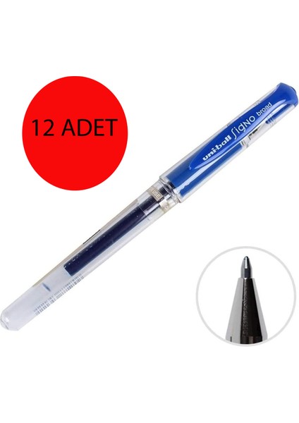 Roller Kalem Signo Broad Jel Bilye Uç Imza Kalemi 1.0 mm Mavi UM-153 12 Adet