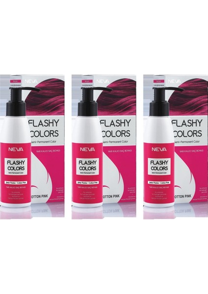 Flashy Colors Yarı Kalıcı Saç Boyası 100 Ml Şeker Pembe 3 Adet