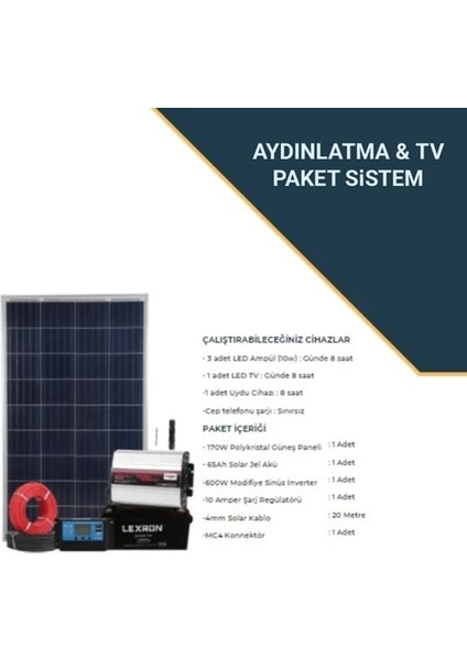 Solar Paket 1 - Aydınlatma & Tv Paketi