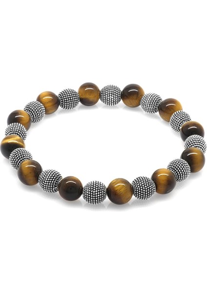 Kaplangözü Metal Kombinli Küre Kesim Doğal Taş Bileklik modelleri