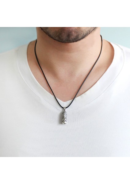 Mevlevi Tasarım Ip Zincirli 925 Ayar Gümüş Erkek Cevşen Kolye
