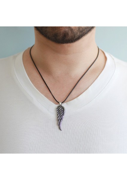 Kartal Kanadı Tasarım Ip Zincirli 925 Ayar Gümüş Erkek Kolye fiyatları