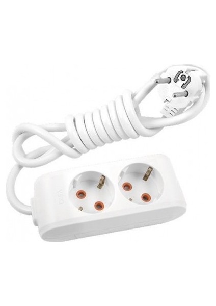Multi-Let 2'li Kablolu Priz 2 Mt. Beyaz