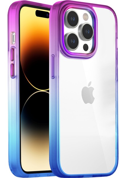 Buff iPhone 14 Pro Air Bumper Rainbow Kılıf Pink Blue
