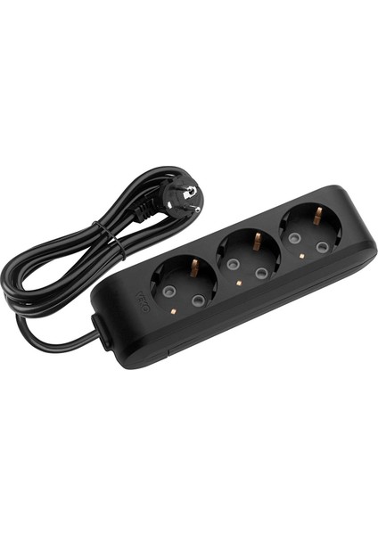 Multi-Let 3'lü Kablolu Priz 1 Mt. Siyah