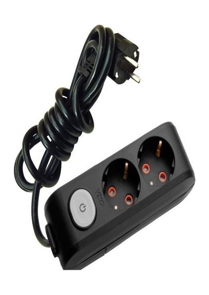 Multi-Let 2'li Anahtarlı Kablolu Priz 2 Mt. Siyah