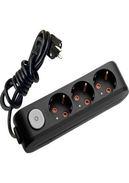 Multi-Let 3'lü Anahtarlı Kablolu Priz 1 Mt. Siyah