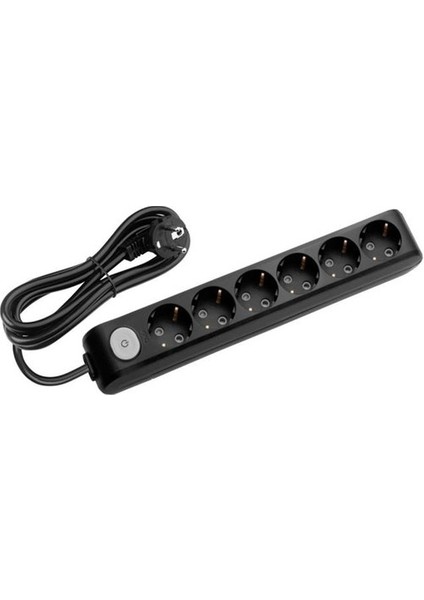 Multi-Let 6'lı Anahtarlı Kablolu Priz 5 Mt. Siyah