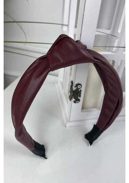 Deri Bandana Taç Bordo SBT1319