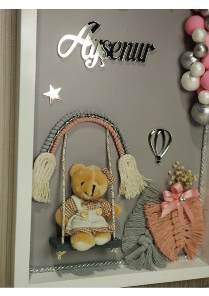Bebek Kapı Süsü Bumble Gri Pembe