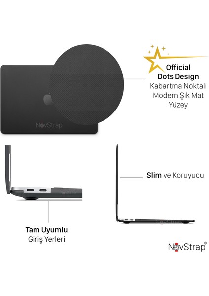 Apple MacBook Pro M1 M2 Çip A2338 A2289 A2251 Uyumlu Kılıf Dots Design Nokta Desen Kapak