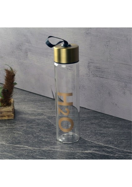H2O Metal Kapaklı Cam Matara Altın - H2O81452