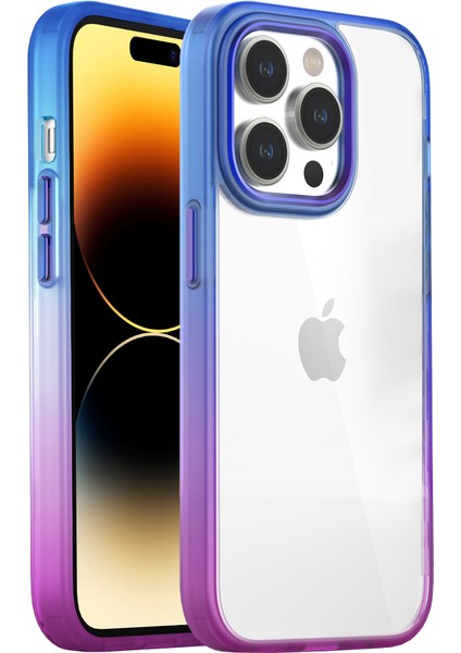 Buff iPhone 14 Pro Air Bumper Rainbow Kılıf Blue Purple