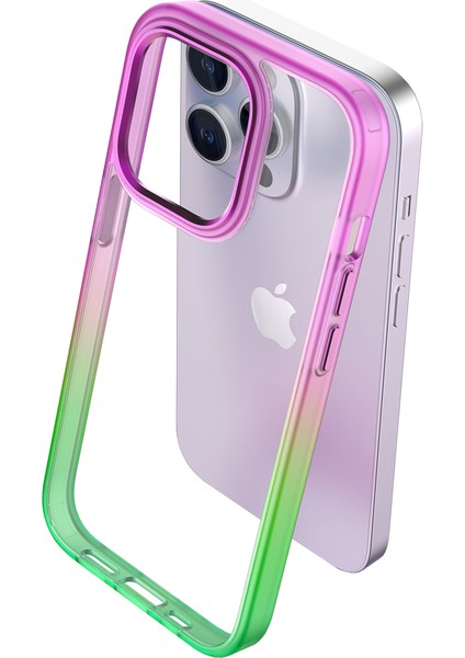 iPhone 14 Pro Max Air Bumper Rainbow Kılıf Pink Green