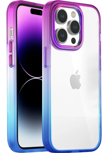 iPhone 14 Pro Max Air Bumper Rainbow Kılıf Pink Blue