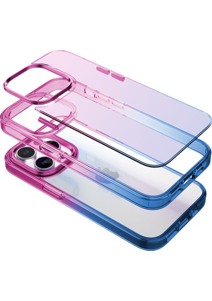 iPhone 14 Pro Max Air Bumper Rainbow Kılıf Pink Blue