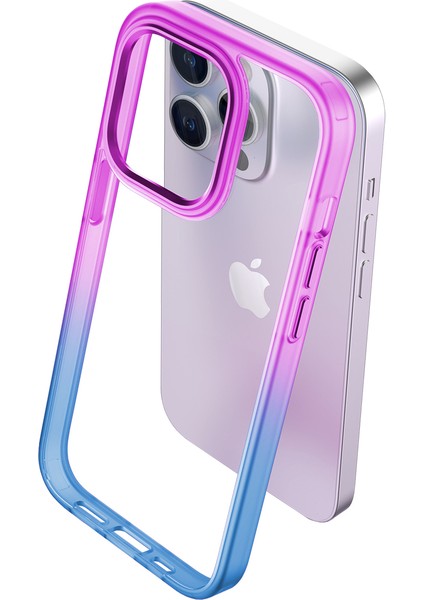 iPhone 14 Pro Max Air Bumper Rainbow Kılıf Pink Blue