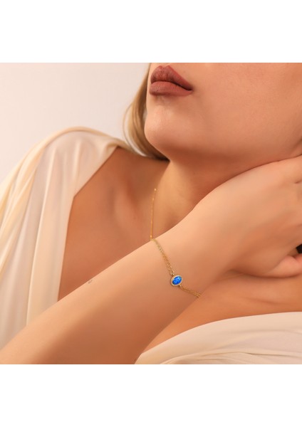 925 Ayar Gümüş Opal Taşlı Oval Bileklik fiyatları