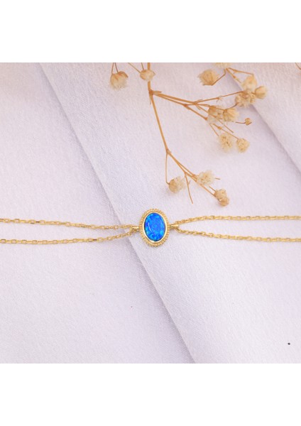 925 Ayar Gümüş Opal Taşlı Oval Bileklik modelleri