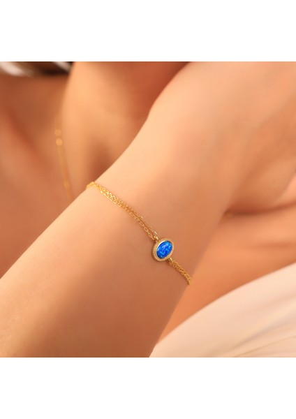 925 Ayar Gümüş Opal Taşlı Oval Bileklik fırsatları