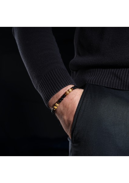 Sertifikalı Kadın Erkek Doğal Taş Hediye Bileklik Jasper Onix ve Hematit 6mm Tasarım fırsatları