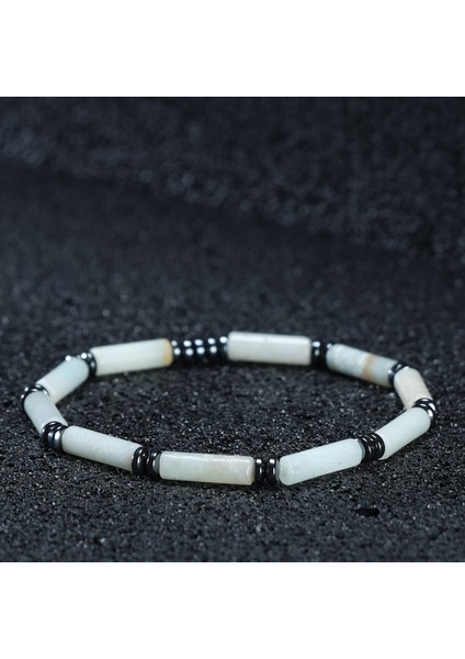 Sertifikalı Erkek Kadın Doğal Taş Hediye Bileklik Amazonit Taşı ve Hematit 4mm Tasarım
