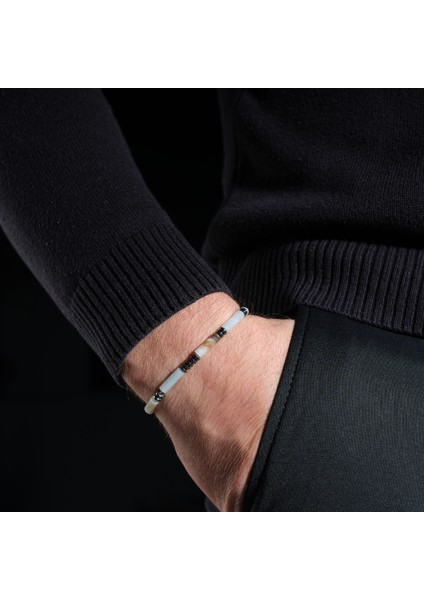 Sertifikalı Erkek Kadın Doğal Taş Hediye Bileklik Amazonit Taşı ve Hematit 4mm Tasarım fırsatları