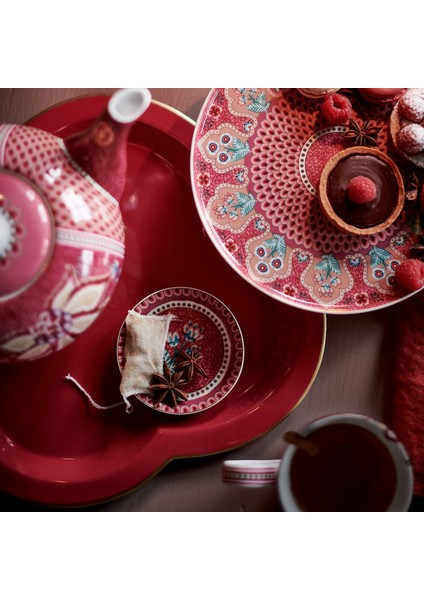 Flower Festival Kırmızı Porselen Çay Tabağı 9 cm fiyatları