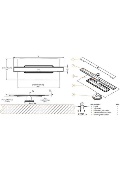 Huppe Galata A Dus Kanalı Yan.cık.mat Satıne 40CM modelleri