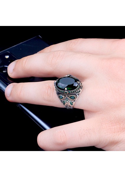 925 Ayar Gümüş Yeşil Renk Zirkon Taşlı Yüzük modelleri