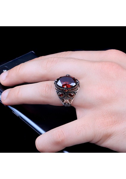 925 Ayar Gümüş Kırmızı Renk Zirkon Taşlı Yüzük modelleri