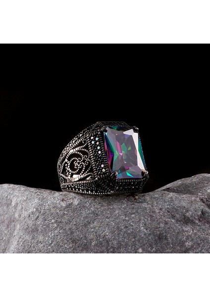 925 Ayar Gümüş Mistik Topaz Taşlı Yüzük fiyatları