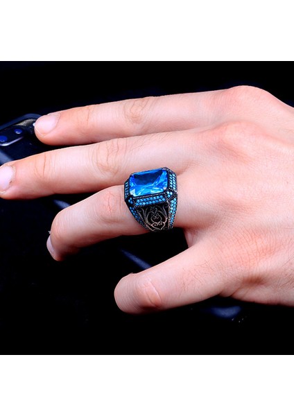 925 Ayar Gümüş Aqua Taşlı Yüzük modelleri