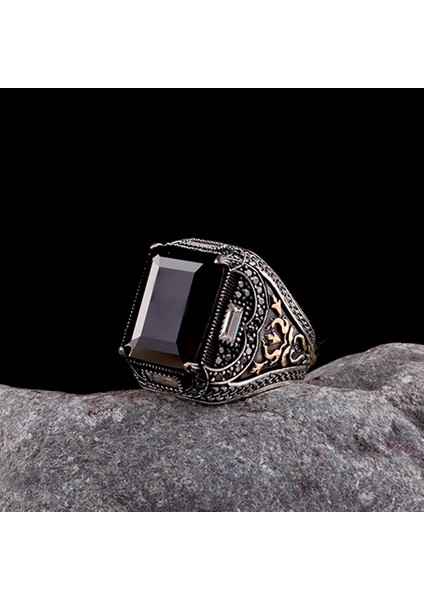 925 Ayar Gümüş Siyah Zirkon Taşlı Erkek Yüzük fiyatları