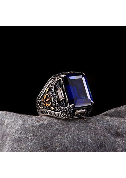 925 Ayar Gümüş Mazvi Zirkon Taşlı Erkek Yüzük