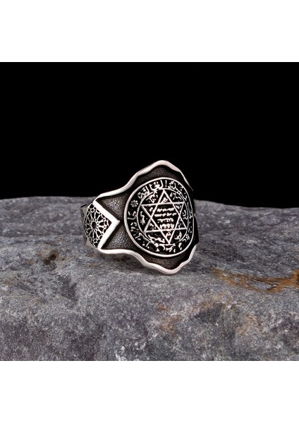 925 Ayar Gümüş Mührü Süleyman Model Yüzük