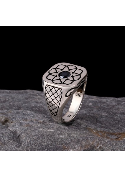 925 Ayar Gümüş Desen Motifli Erkek Yüzük modelleri