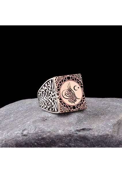 925 Ayar Gümüş Tuğra Ayyıldız Model Erkek Yüzük