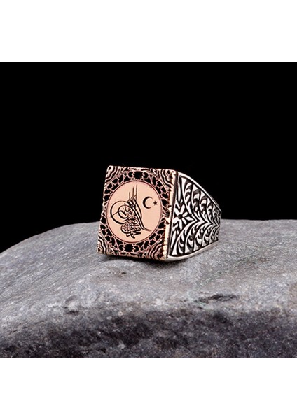 925 Ayar Gümüş Tuğra Ayyıldız Model Erkek Yüzük fiyatları